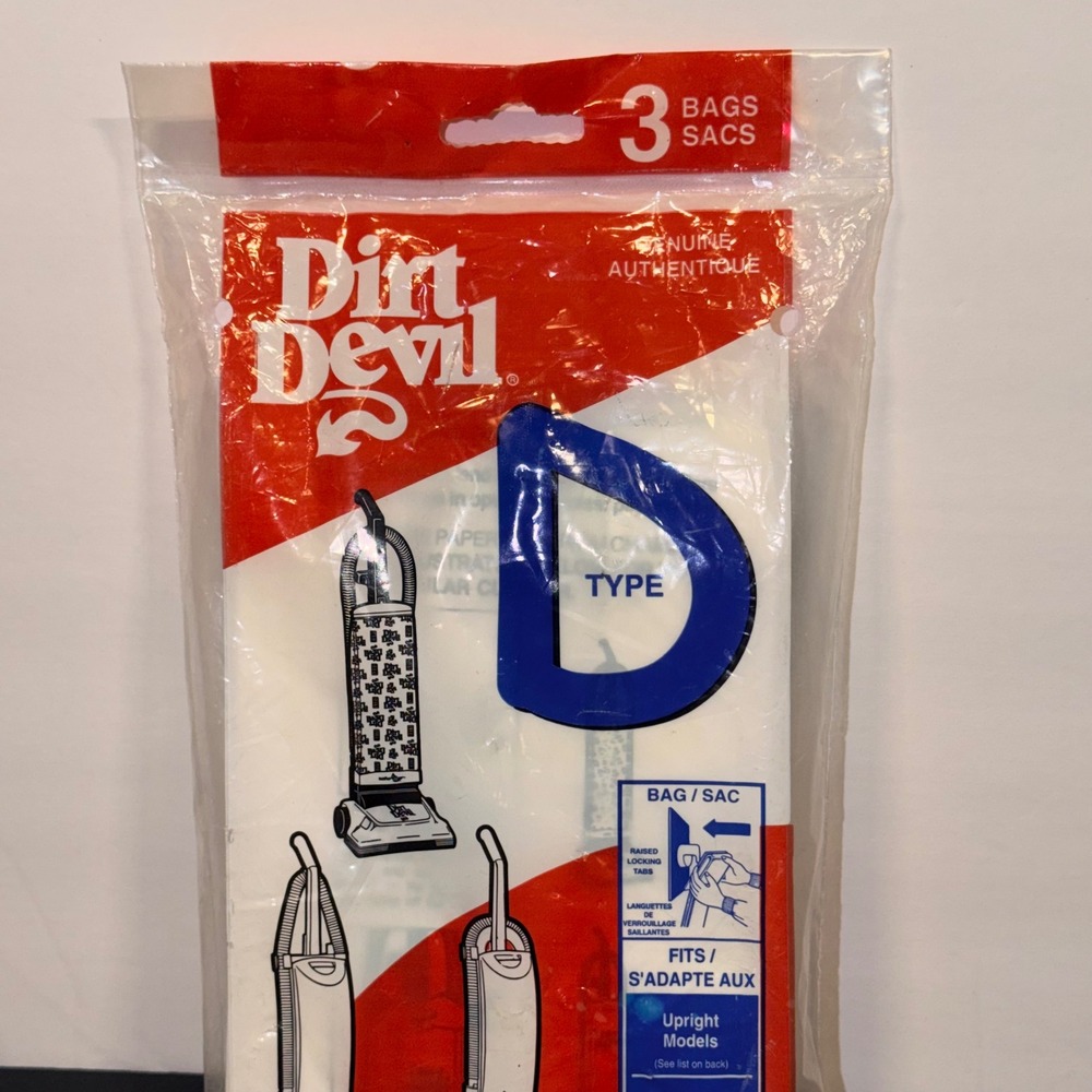 NEW Dirt Devil Type D Vacuum Bags Genuine 3 Pack Upright Lite Featherlite 93'